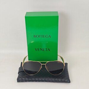 Bottega Veneta Aviator Sunglasses, Gold, with Case and Box